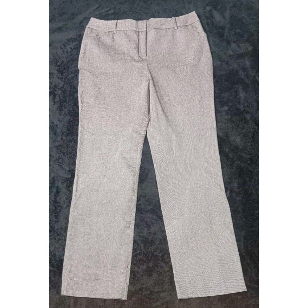 NWT! Chicos So Slimming Twill Striped Straight Pants Slack Dress Trouser 1R Gray